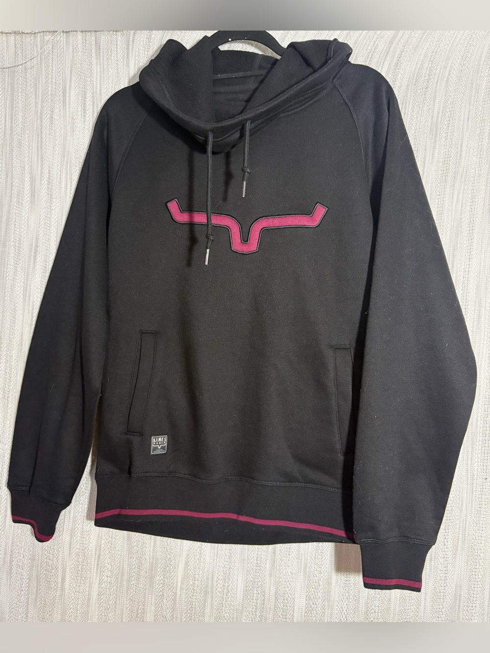 Kimes Ranch Black Hoodie with Pink Longhorn Accent